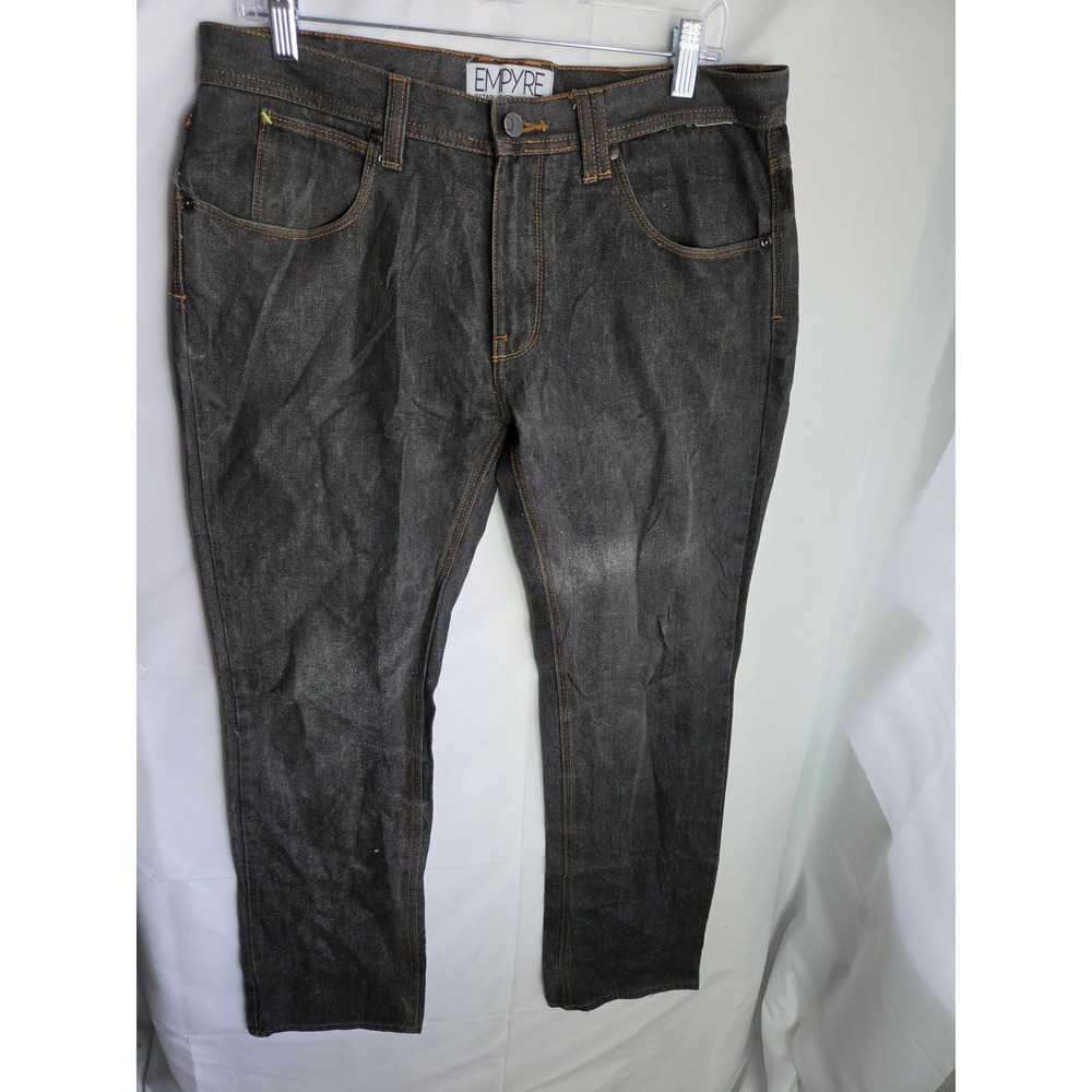 Empyre Mens  Straight Leg Jeans Dark Wash Charcoal Gray Denim Skate Pants